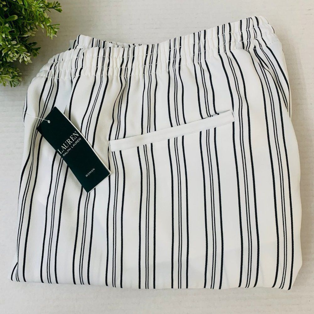 Lauren RL Kasander Plus Striped Pant 2X White - Picture 2 of 10